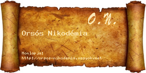 Orsós Nikodémia névjegykártya